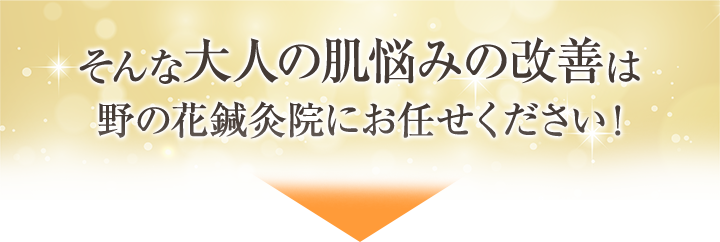 そんな大人の肌悩みの改善は野の花鍼灸院にお任せください！